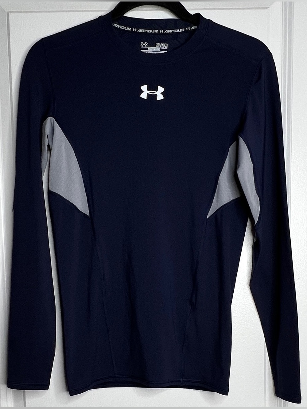 Under Armour HeatGear Compression Long Sleeve Top - Blue/Gray - Size M